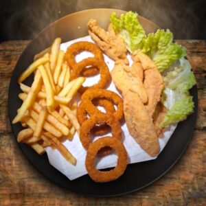 Tábua - Tilápia, Anel de Cebola e Fritas